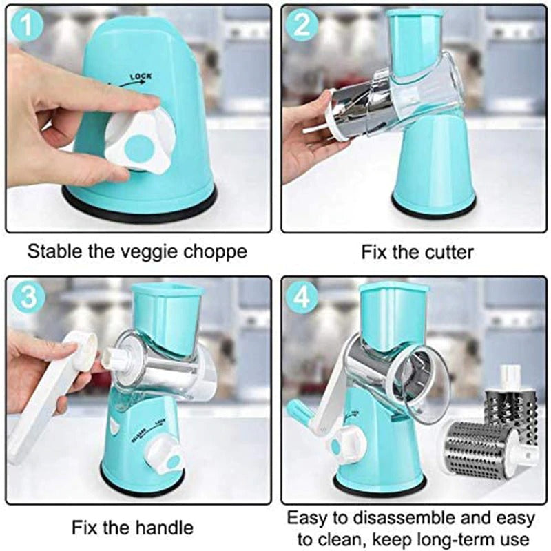 Rotary Grater That Slice Your Vegetables, Cheese And Food Instantly and Effortlessly Without Making A Mess [FREE SHIPPING]